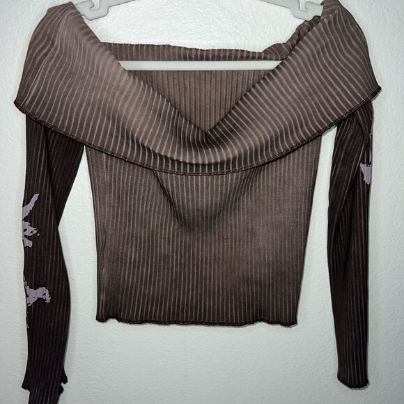 Urban Outfitters Y2K Ribbed Off The Shoulder Top - Picture 7 of 11